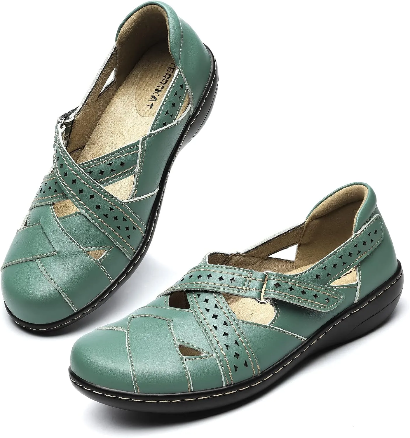 TERRIKAT Women's Casual Loafers Cute Slip On Comfort Walking Flats Leather Driving Moccasins Fashion Closed Toe Boat Shoes