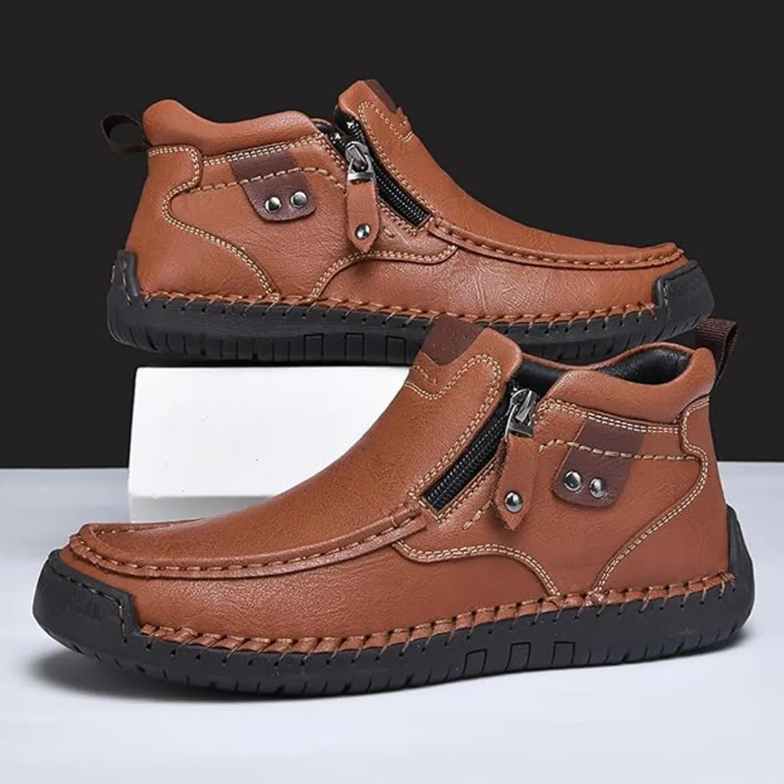 The First Young Driving Boots Men, The First Young Shoes Men, Handmade Premium Leather Slip-On Boots Travel & Outdoor