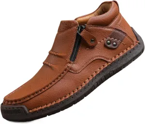 The First Young Driving Boots Men, The First Young Shoes Men, Handmade Premium Leather Slip-On Boots Travel & Outdoor