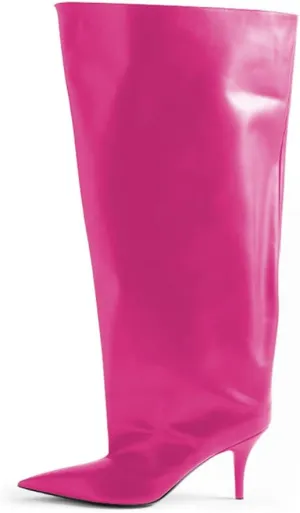 THESHY Women's Pointed Toe High Stiletto Knee High Boots Leather Thigh High Boot Slip on Sexy Fashion Bootie for Women