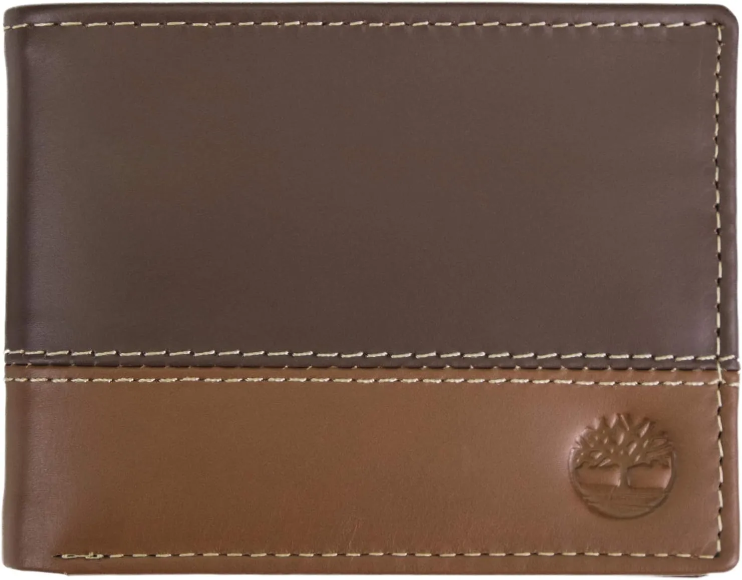 Timberland Men's Leather Passcase Trifold Wallet Hybrid, Brown/Tan, One Size
