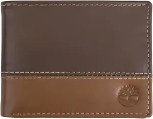 Timberland Men's Leather Passcase Trifold Wallet Hybrid, Brown/Tan, One Size