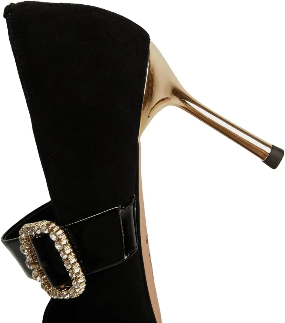TinaCus Glossy Patent Leather Stileeto High Heels Handmade Crystal Buckle Women's Stylish Pumps Shoes