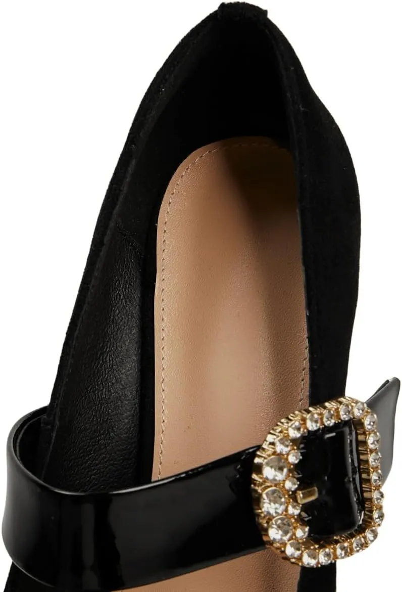 TinaCus Glossy Patent Leather Stileeto High Heels Handmade Crystal Buckle Women's Stylish Pumps Shoes