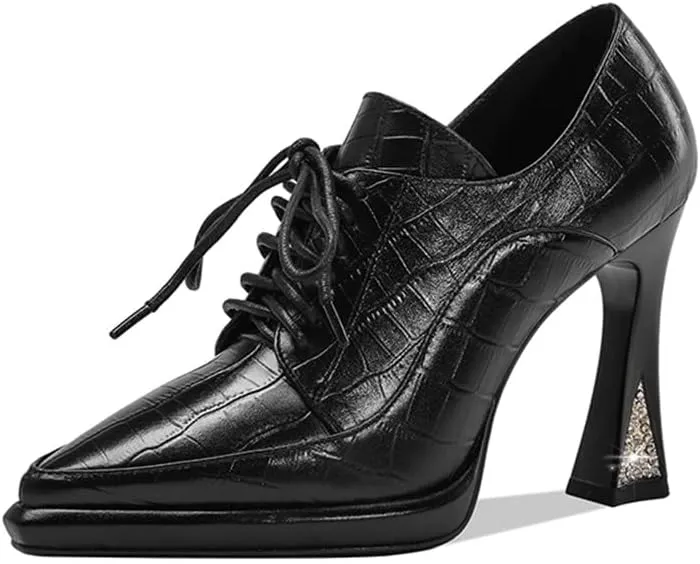 TinaCus Women's Pointed Toe Handmade Lace Up Stylish High Heels Pumps Shoes