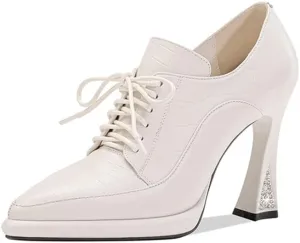 TinaCus Women's Pointed Toe Handmade Lace Up Stylish High Heels Pumps Shoes