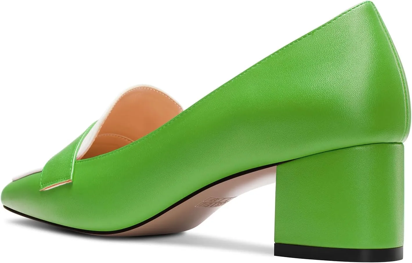 TNYNFBEB Womens Chunky Block Mid Heel Close Square Toe Pumps Slip-on Patchwork Prom Basic Classic 2.0 Inches Heels