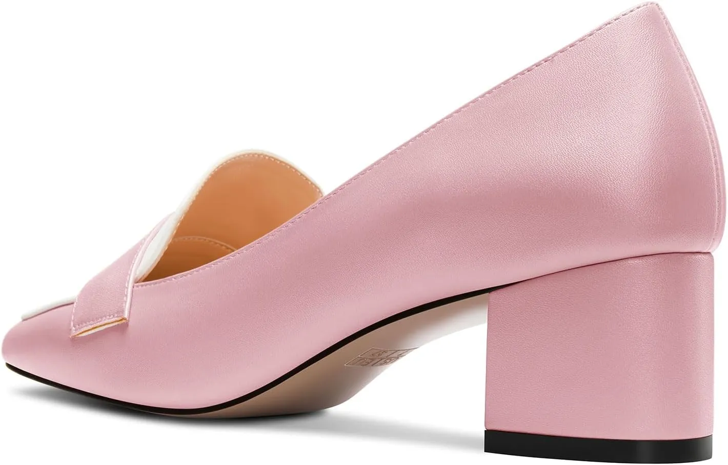 TNYNFBEB Womens Chunky Block Mid Heel Close Square Toe Pumps Slip-on Patchwork Prom Basic Classic 2.0 Inches Heels