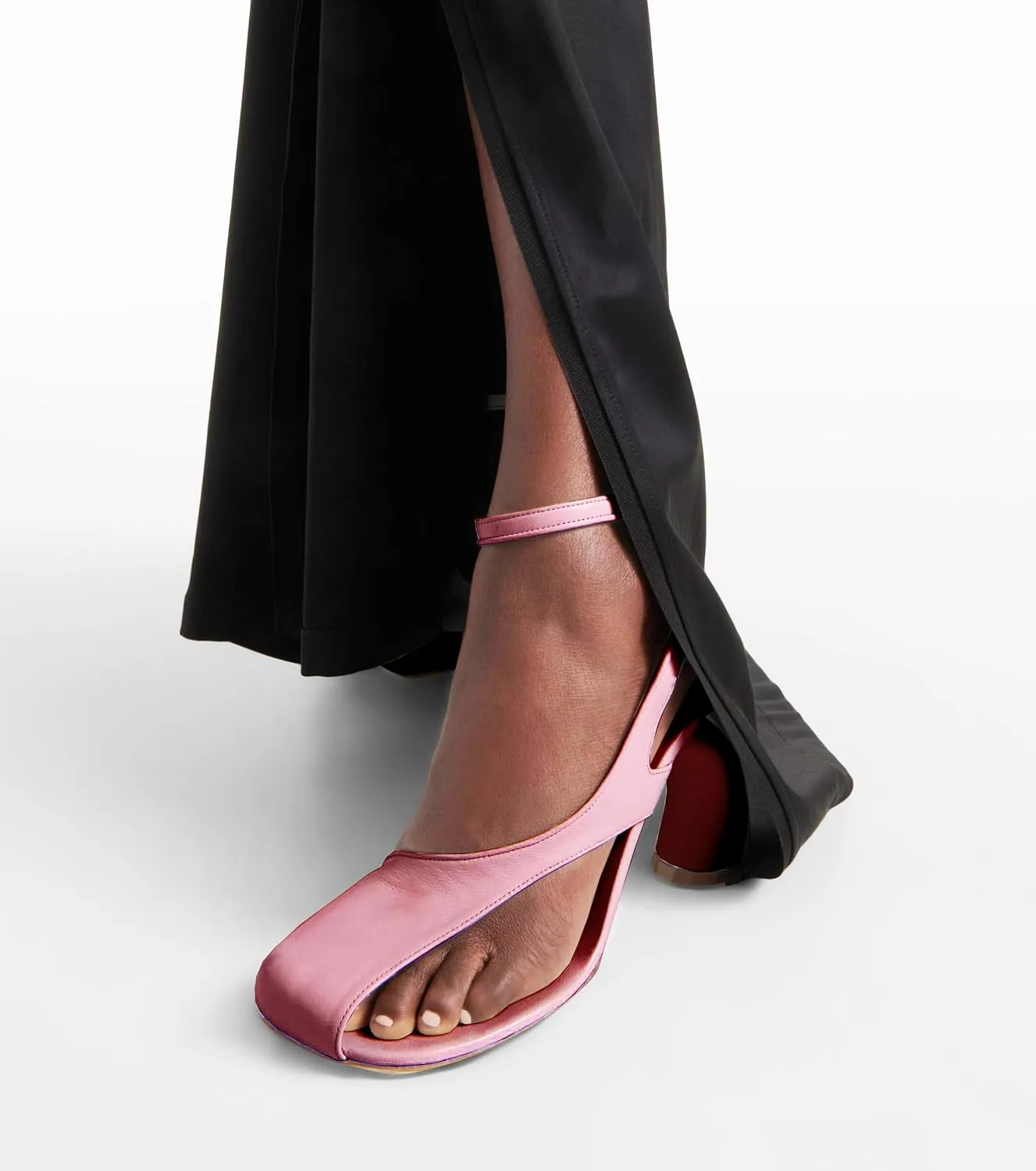 Trendy Open Toe Heeled Sandals for Women - Stylish Thong Sandals with Unique Curved Contoured Heel Fashion Ankle Strap Peep Toe High Heels Pumps for Summer & Evening
