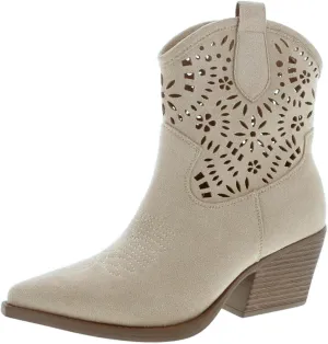 TruFox Women's Cowboy Cowgirl Ankle Booties Western Stylish Faux Leather Low Heel Boots