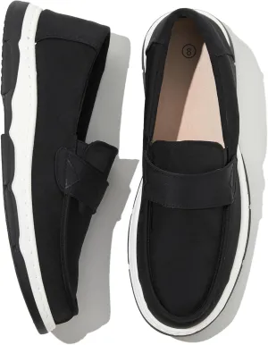 TUOPIN Mens Slip On Shoes,Black Loafers for Men,Canvas Slip On for Men,Casual Comfortable Shoes Fashion Light Weight