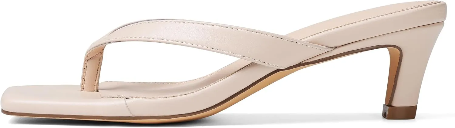 Uacllcau Kitten Heels Sandals for Women Square Open Toe Flip Flops Strappy Heels for Women Sandals Slides