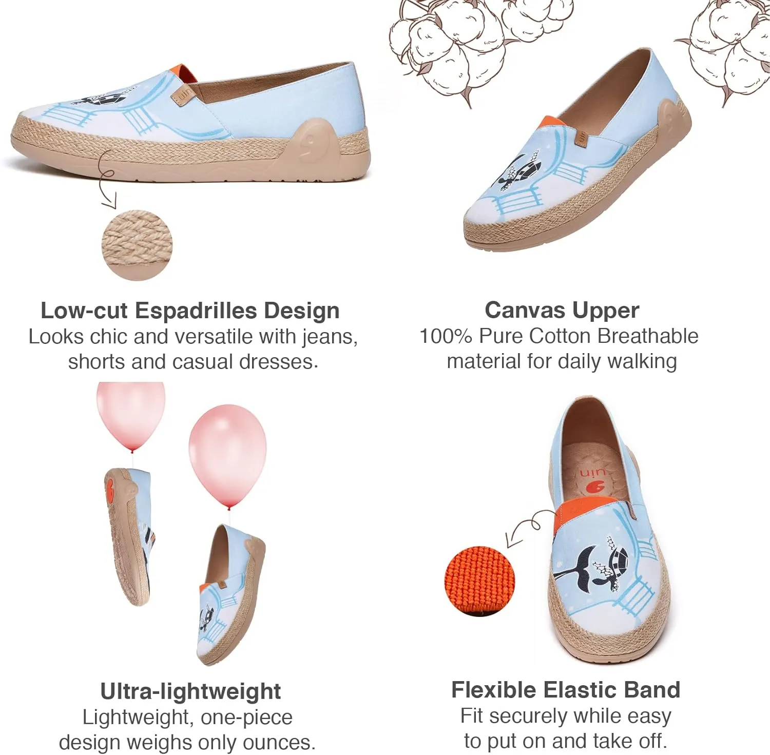 UIN Men's Espadrilles Slip OnsLightweight Walking Casual Loafers Comfortable Art Painted Travel Shoes Marbella Series