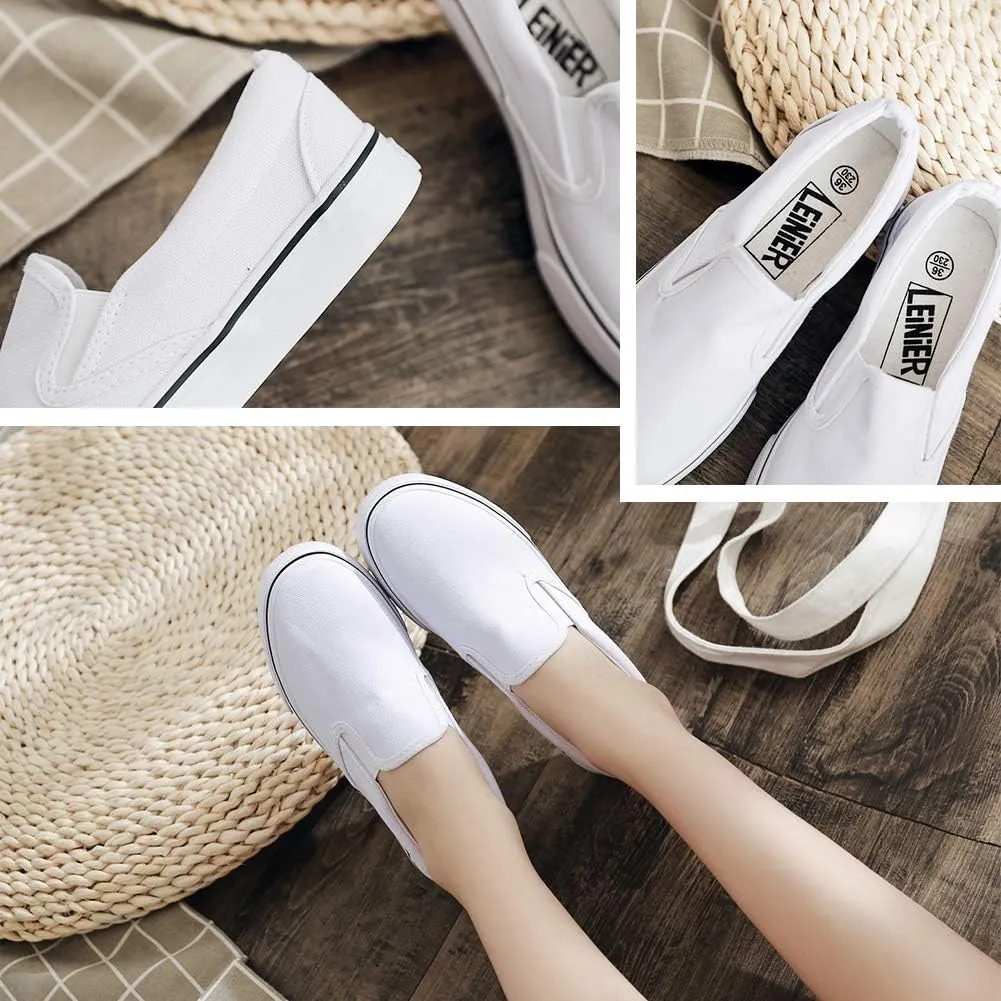 UJoowalk Womens Canvas Slip on Fashion Sneaker Skate Shoe