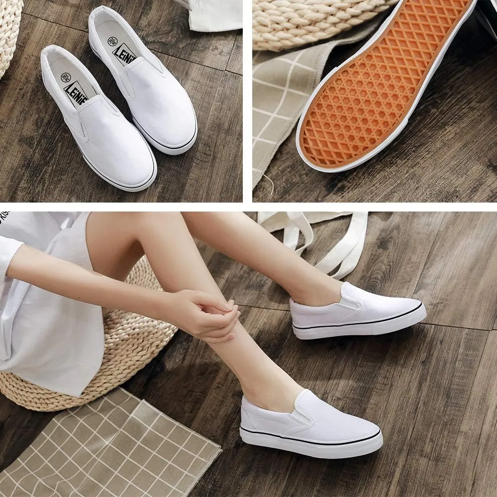 UJoowalk Womens Canvas Slip on Fashion Sneaker Skate Shoe