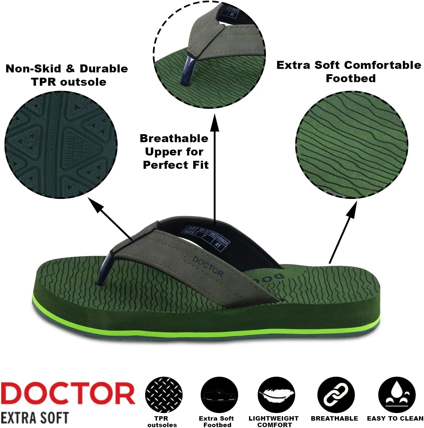 Ultra Cushion Slippers for Men's| Lightweight & Comfortable| Orthopedic & Diabetic| Casual & Stylish| Non-Slip Durable Mcr Dr Chappals & House Flip flops For Gent's & Boy’s D-37