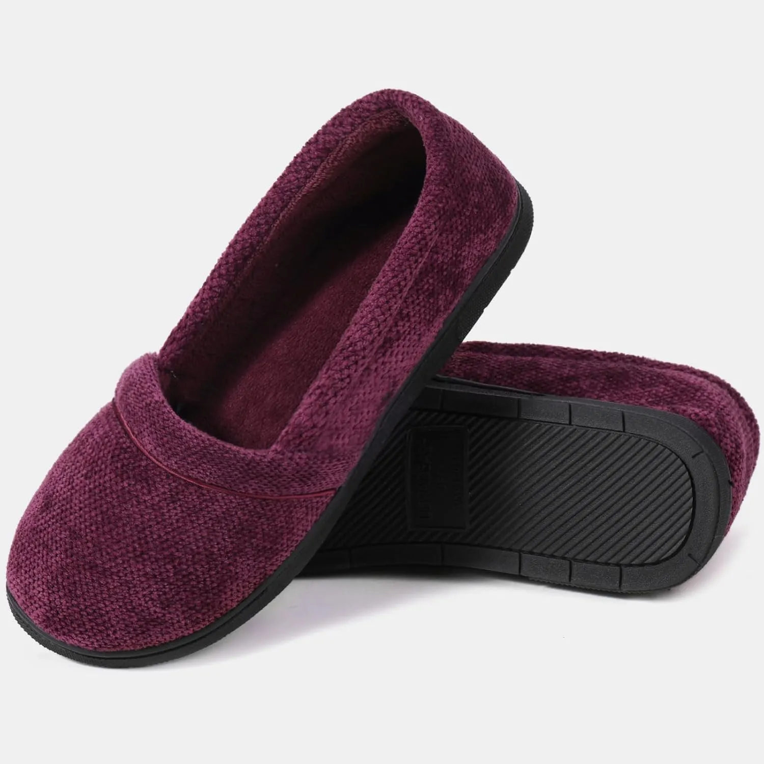ULTRAIDEAS Women's Grace Closed Back Slippers, Memory Foam Loafer House Shoes with Rubber Sole