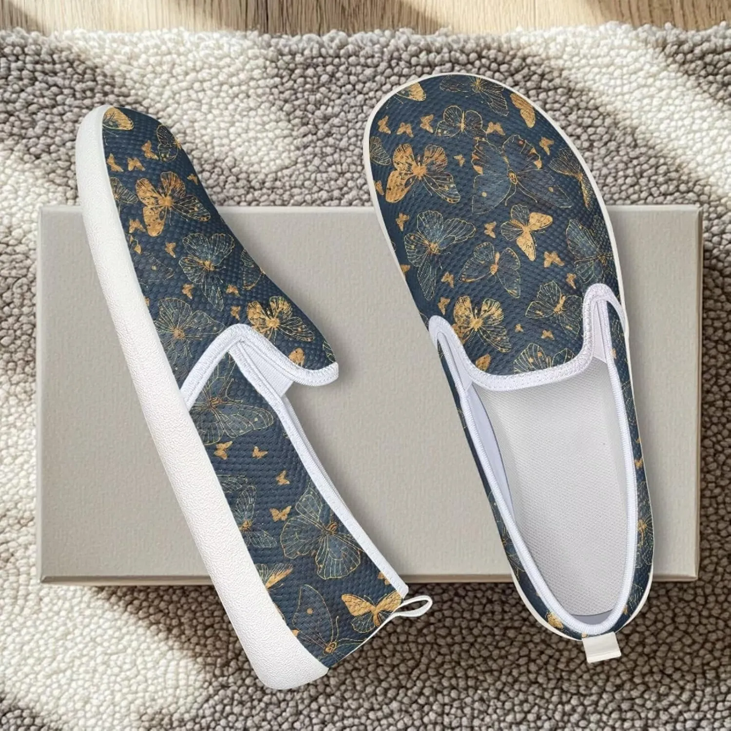 UNICEU Women Slip On Walking Sneaker Light Weight Sneaker Low Cut Flat Work Loafers Womens Casual Footwear Trainer