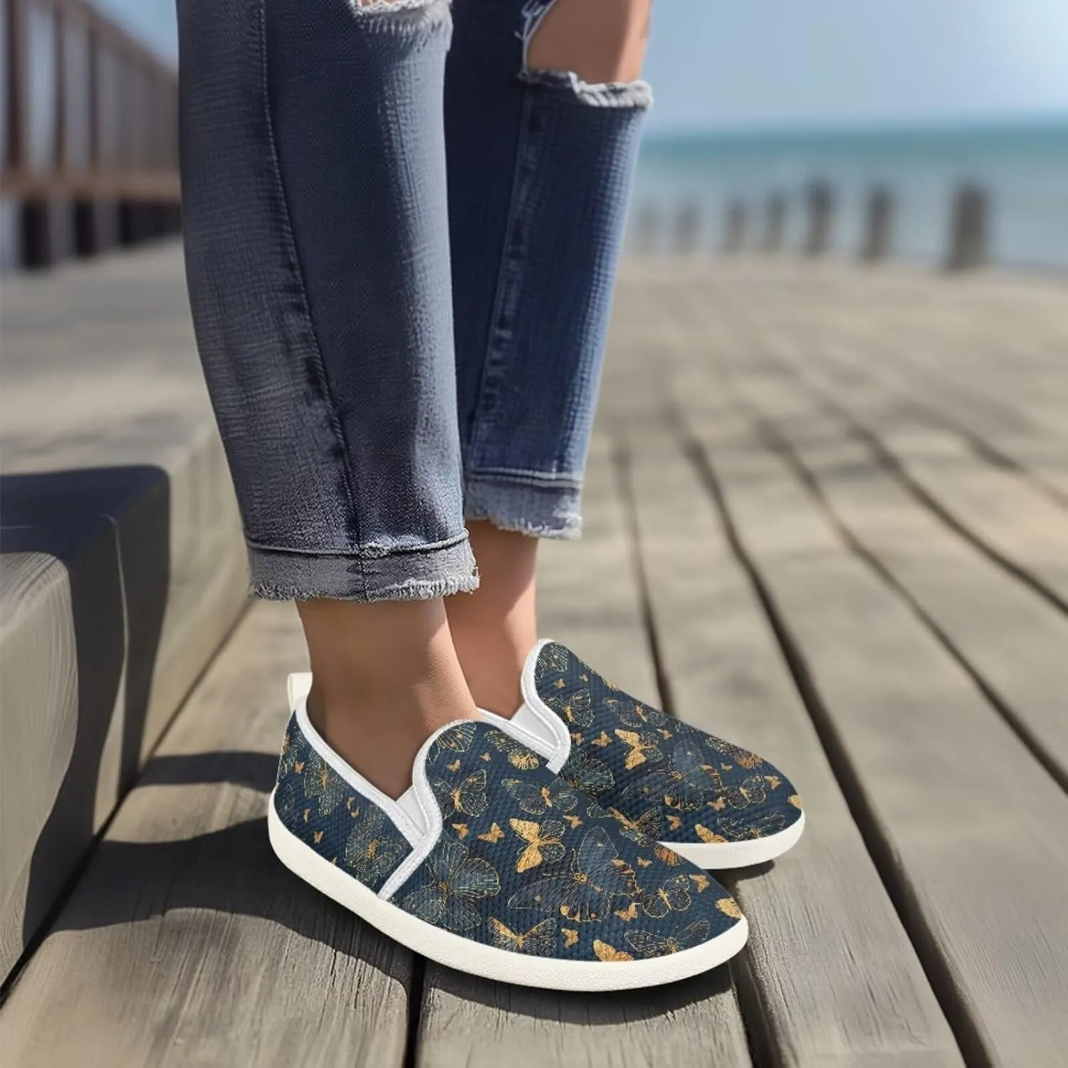 UNICEU Women Slip On Walking Sneaker Light Weight Sneaker Low Cut Flat Work Loafers Womens Casual Footwear Trainer