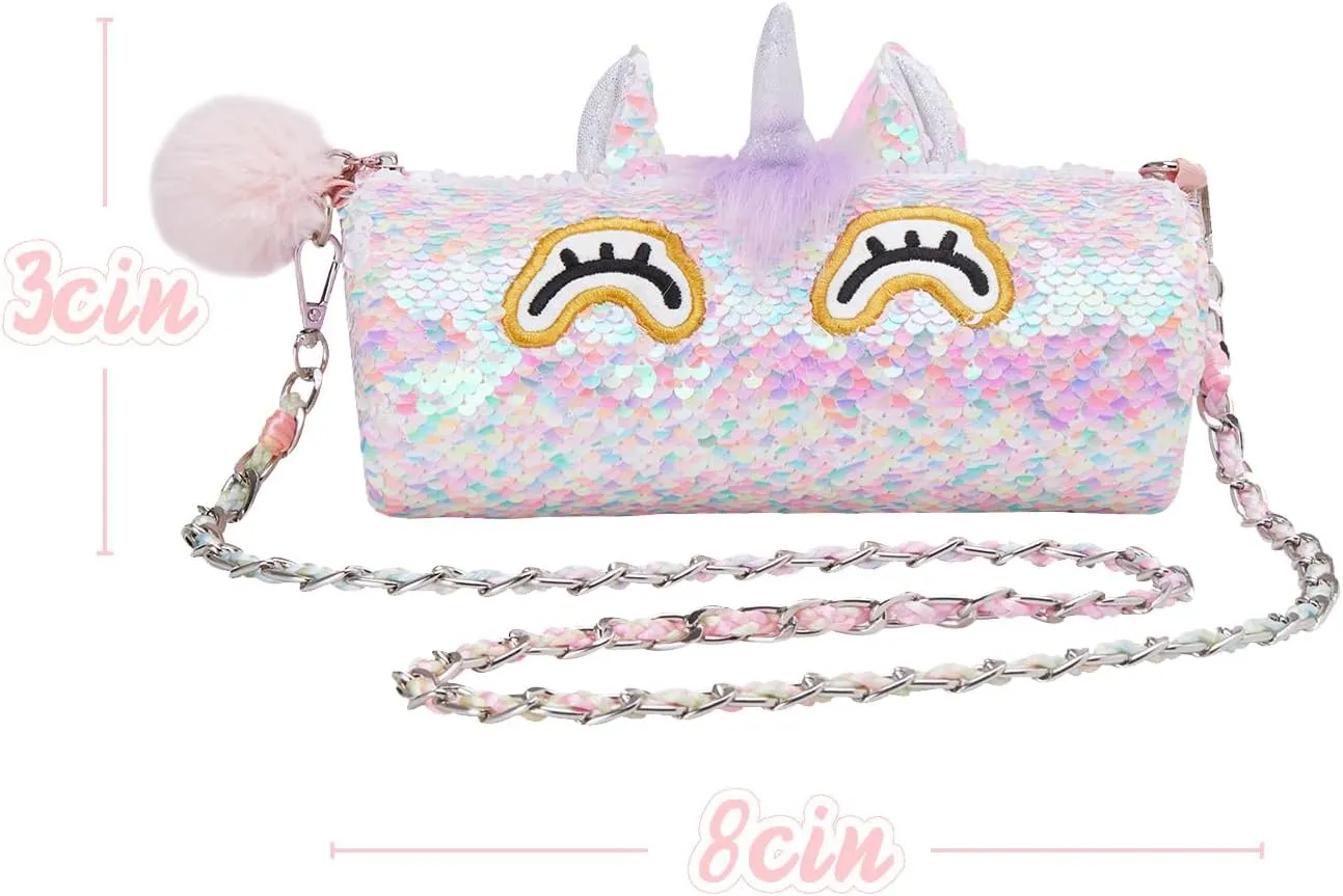 Unicorn Purse Pops Sequin Unicorn Toys Plush Animal Shaped Purse, Kids Fashion Handbags