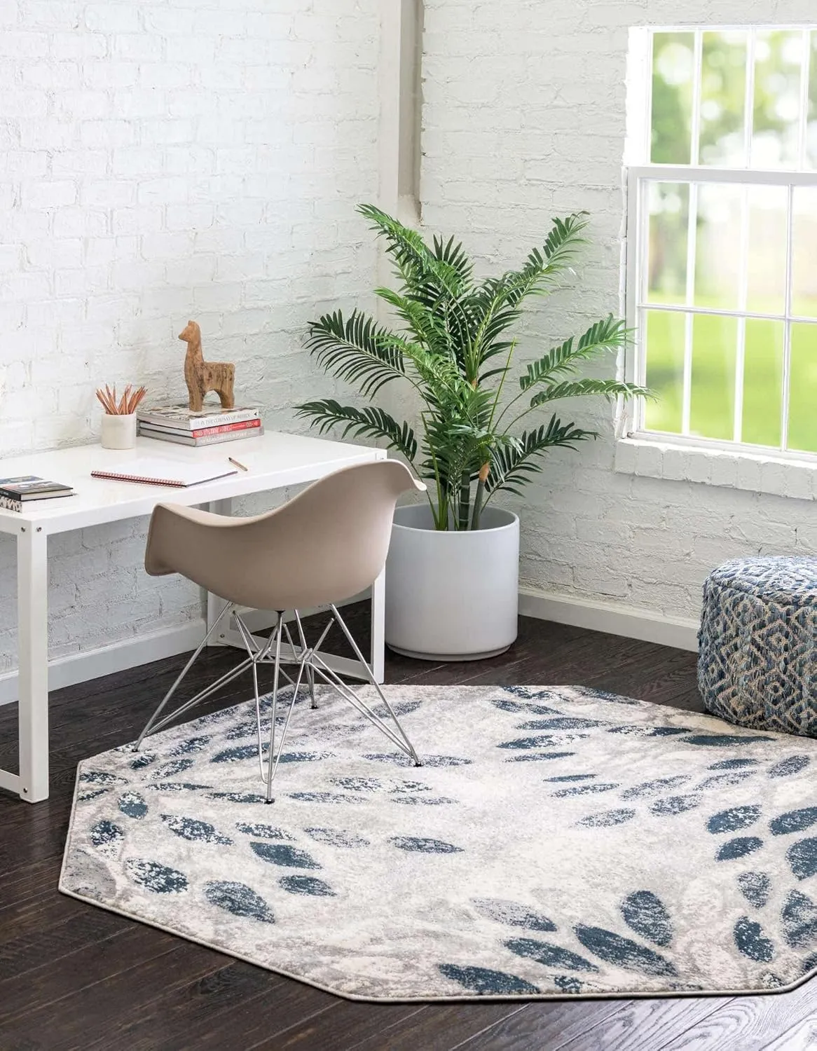 Unique Loom Sumter Collection Area Rug - Rhett (6' Octagon, Gray/ Navy Blue)