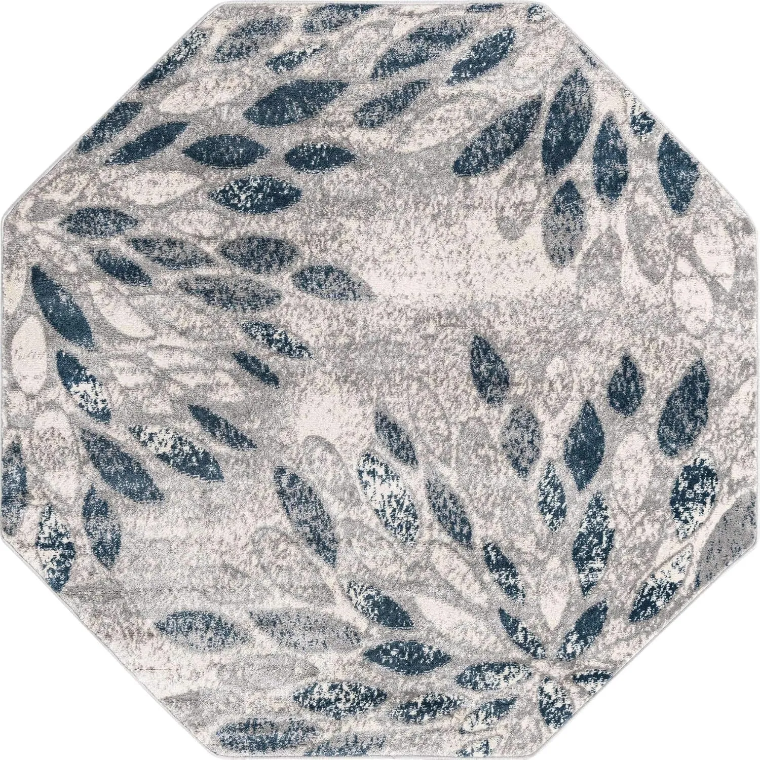 Unique Loom Sumter Collection Area Rug - Rhett (6' Octagon, Gray/ Navy Blue)