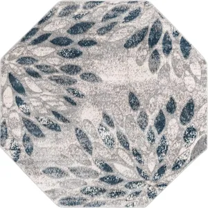 Unique Loom Sumter Collection Area Rug - Rhett (6' Octagon, Gray/ Navy Blue)