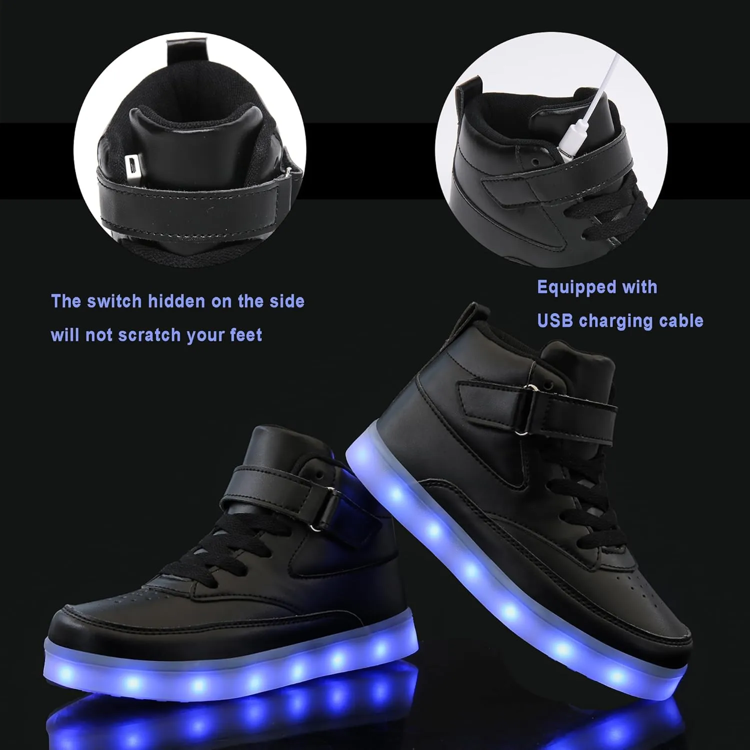 Unisex LED Shoes Light Up Shoes High Top Sneakers for Women Men