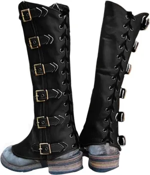 Unisex Pirate Boots Covers Medieval Renaissance PU Leather Steampunk Boots Covers for Halloween Costume