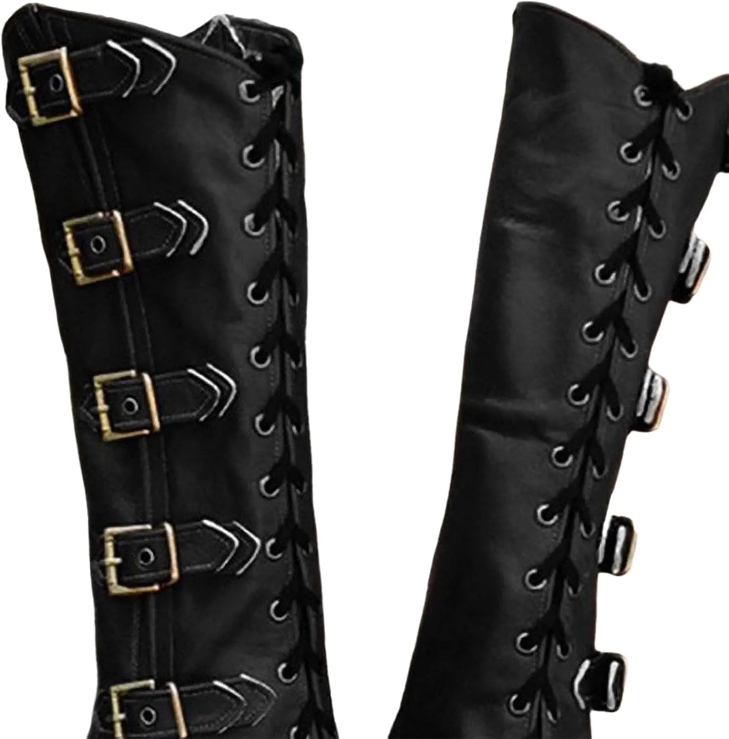 Unisex Pirate Boots Covers Medieval Renaissance PU Leather Steampunk Boots Covers for Halloween Costume