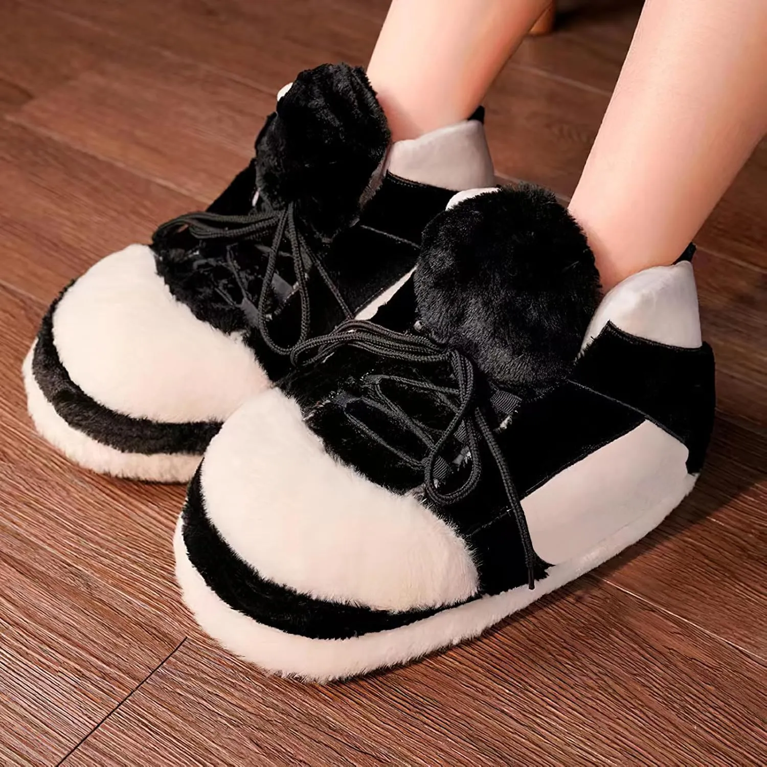 Unisex Warm Cosy Trendy Sneaker Slippers Comfy Kicks Non Slip Sole Indoor House Plush Slippers - One Size Fits Most