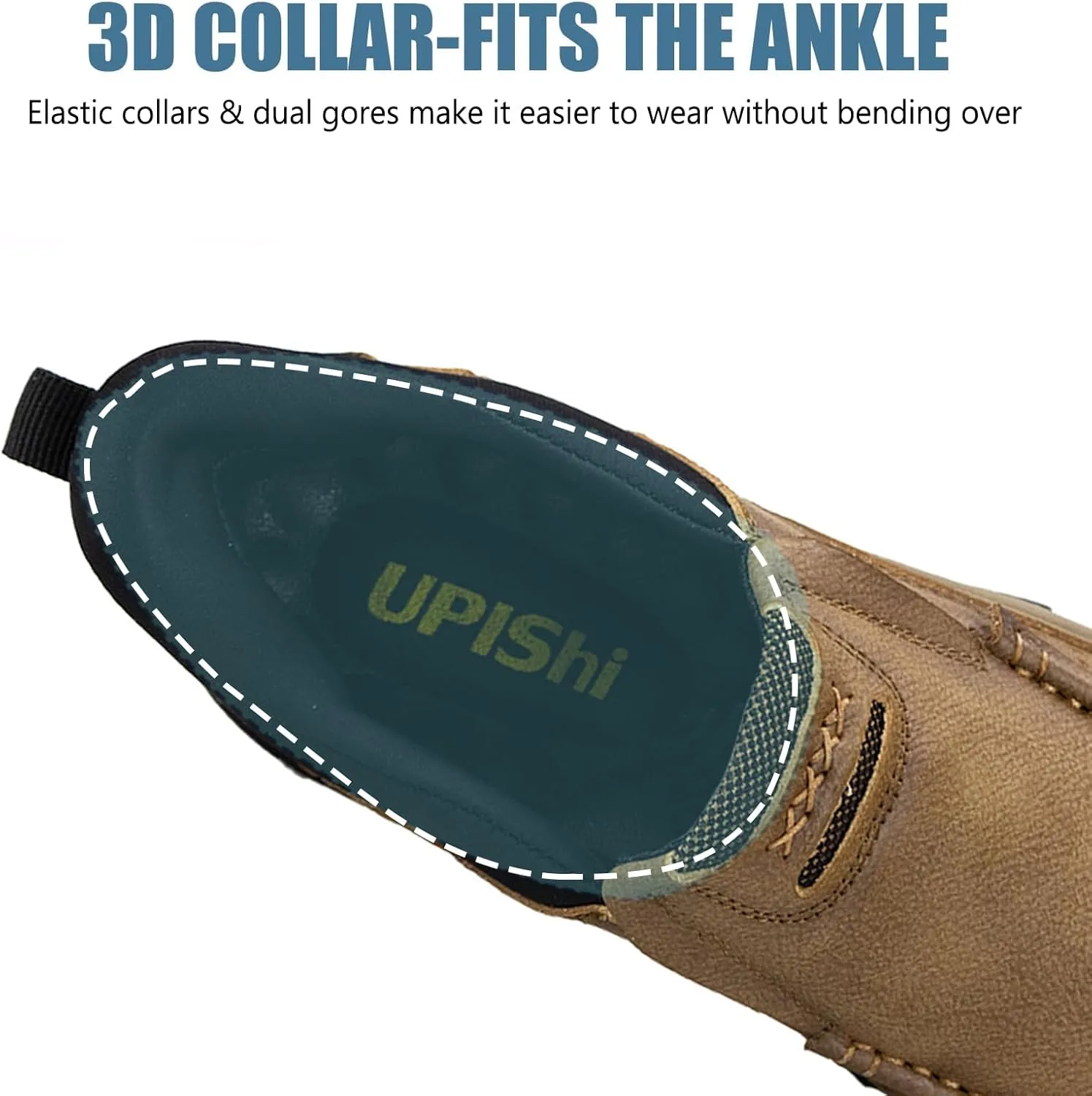 UPIShi Men's Hands Free Slip On Walking Leather Loafers Slip-ins Work Office Dress Casual Outdoor Lightweight Cushioning Shoes