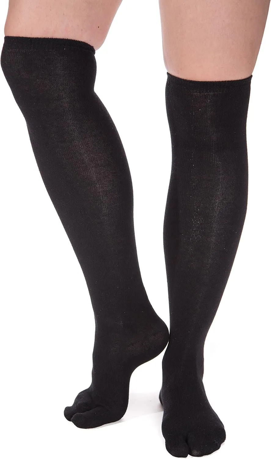 V-Toe Over The knee Split-Toe Socks Black Warm Women Size 5.5-10