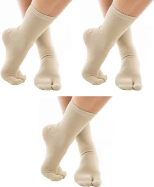 V-Toe Split Toe Flip-Flop Socks Tabi Premium Cotton Blend Men Women Men's Japanese Toe Separated Flip-Flop 3 Pairs Pack