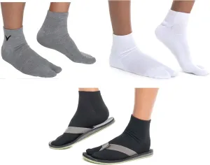 V-Toe Thick Quality Ankle Flip-Flop Socks - Tabi Split Toe Men Women Japanese 3 Pack