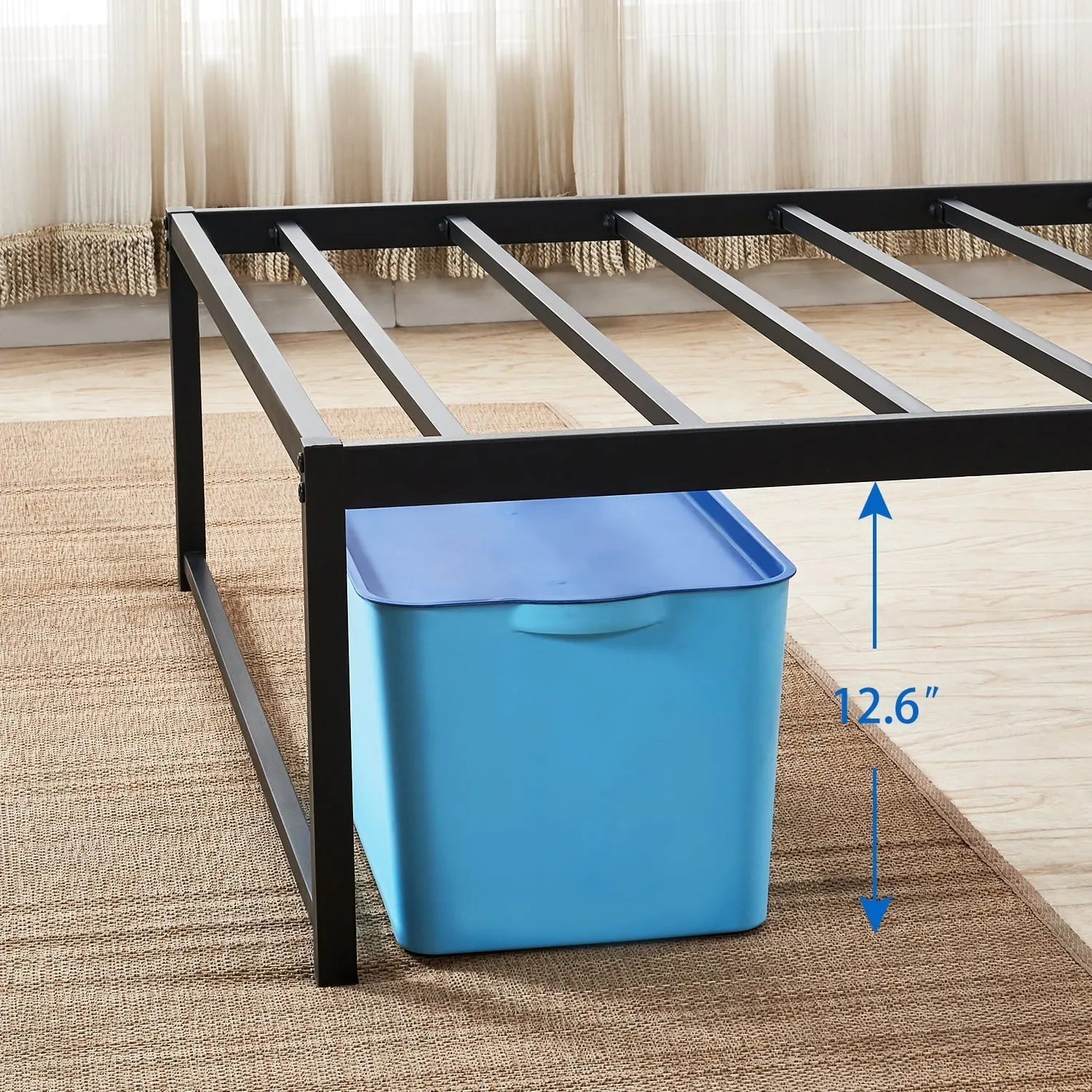 VECELO 14.2 Inch Twin Metal Platform Bed Frame, Heavy Duty Metal Bed with Under-bed Storage, No Box Spring Needed, Black