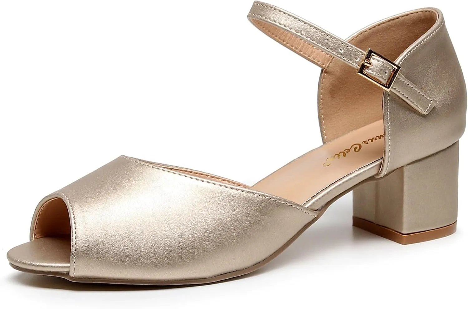 VenusCelia Women's Easy Going Strap Pump Chunky Heeled Sandal