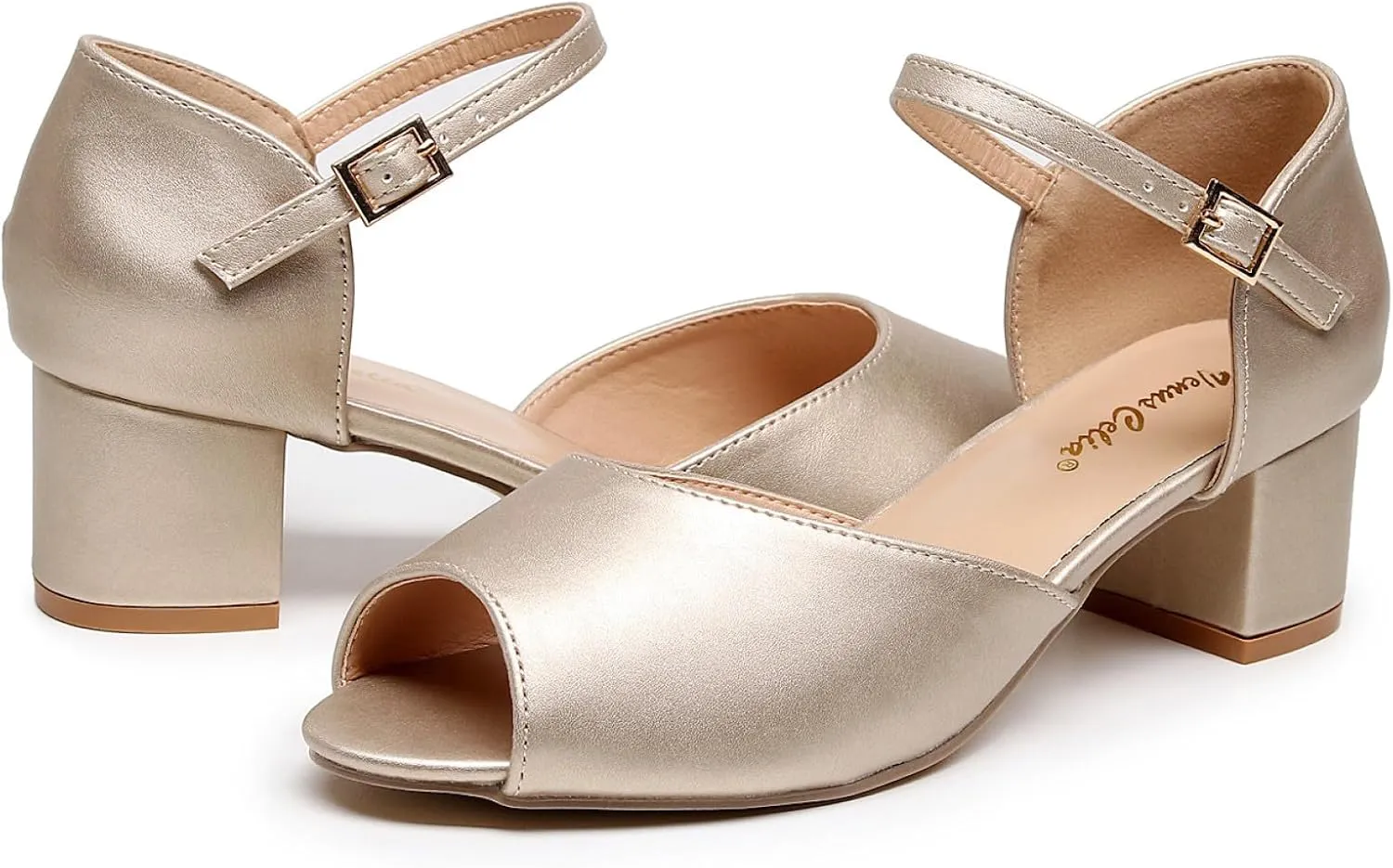 VenusCelia Women's Easy Going Strap Pump Chunky Heeled Sandal
