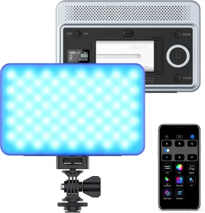 VILTROX RGB Led Panel Light, Smartphone Control Full Color On Camera LED Photography Light, 2600K-6800K Dimmable LED Video Light, with NP-F550 Battery (Sprite 15C)