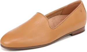 Vionic Women’s North Willa Comfort Flats- Supportive Slip-On Walking Flats with Arch Support Camel Brown Leather 8 Wide