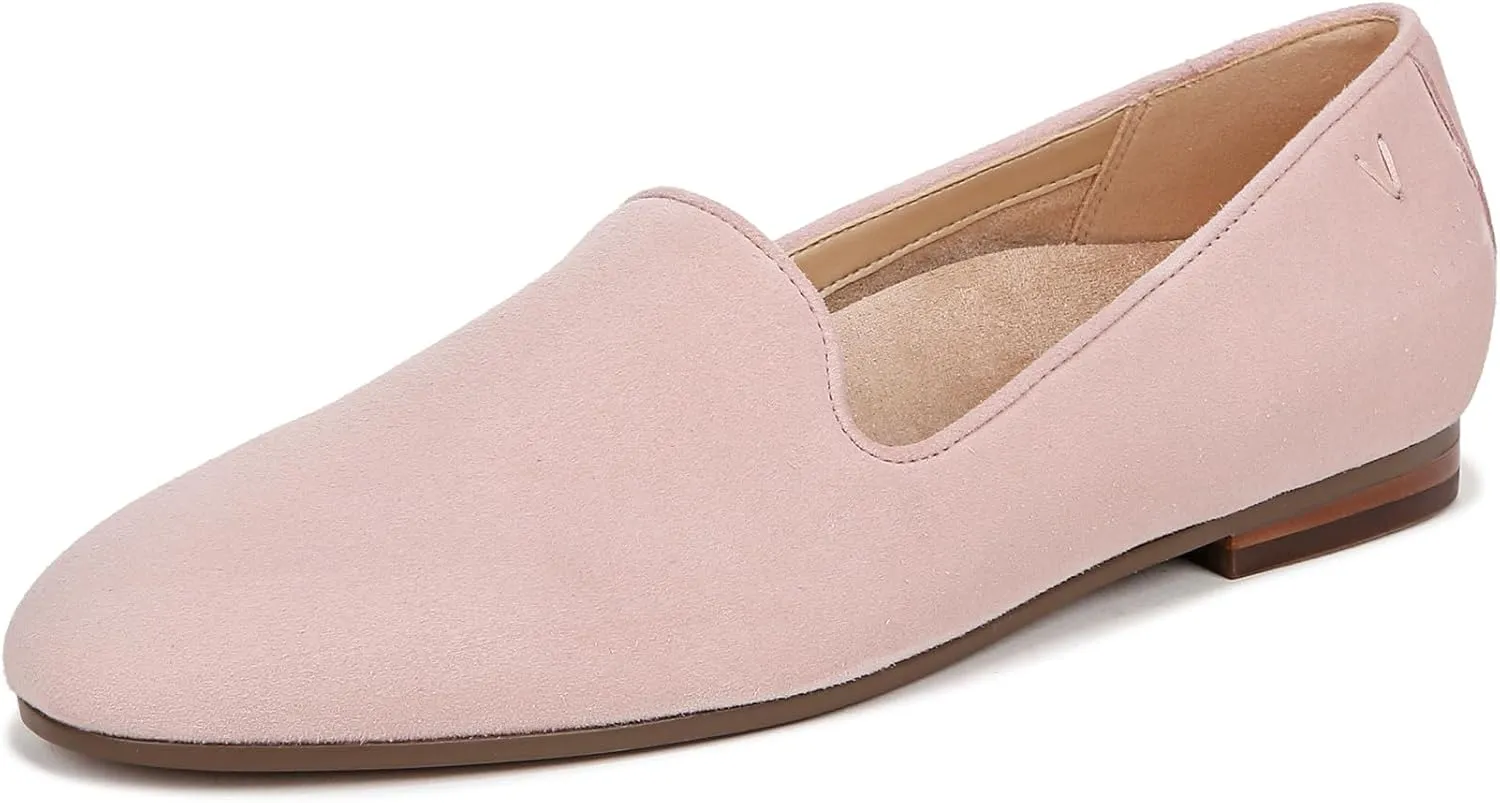 Vionic Women’s North Willa Comfort Flats- Supportive Slip-On Walking Flats with Arch Support Light Pink Suede 8.5 Medium