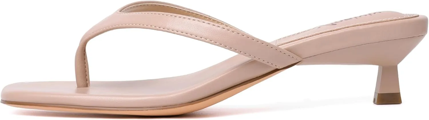 vivianly Women's Flip Flops Kitten Heel Sandals Backless Slippers Stiletto Heel Pinch toe Sandals Slip on Slides Mules