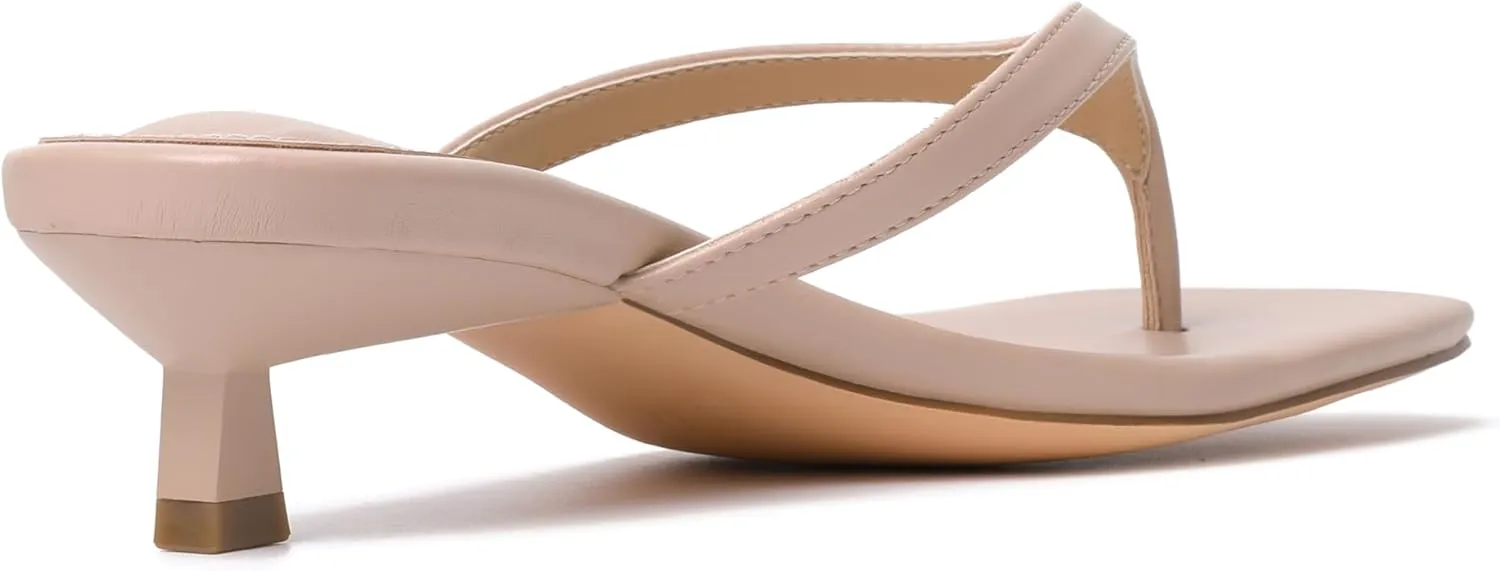 vivianly Women's Flip Flops Kitten Heel Sandals Backless Slippers Stiletto Heel Pinch toe Sandals Slip on Slides Mules