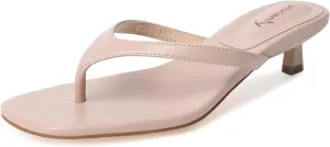 vivianly Women's Flip Flops Kitten Heel Sandals Backless Slippers Stiletto Heel Pinch toe Sandals Slip on Slides Mules
