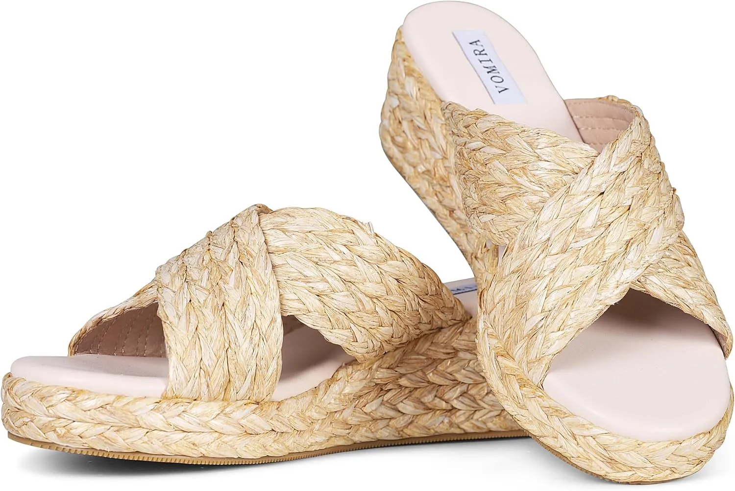 VOMIRA Platform Slides Sandals for Women Breathable Open Toe Cross Strop Slip On Espadrilles Wedge Sandals Summer Sandals