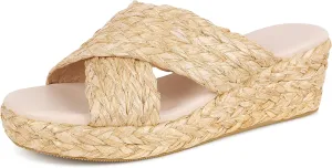 VOMIRA Platform Slides Sandals for Women Breathable Open Toe Cross Strop Slip On Espadrilles Wedge Sandals Summer Sandals