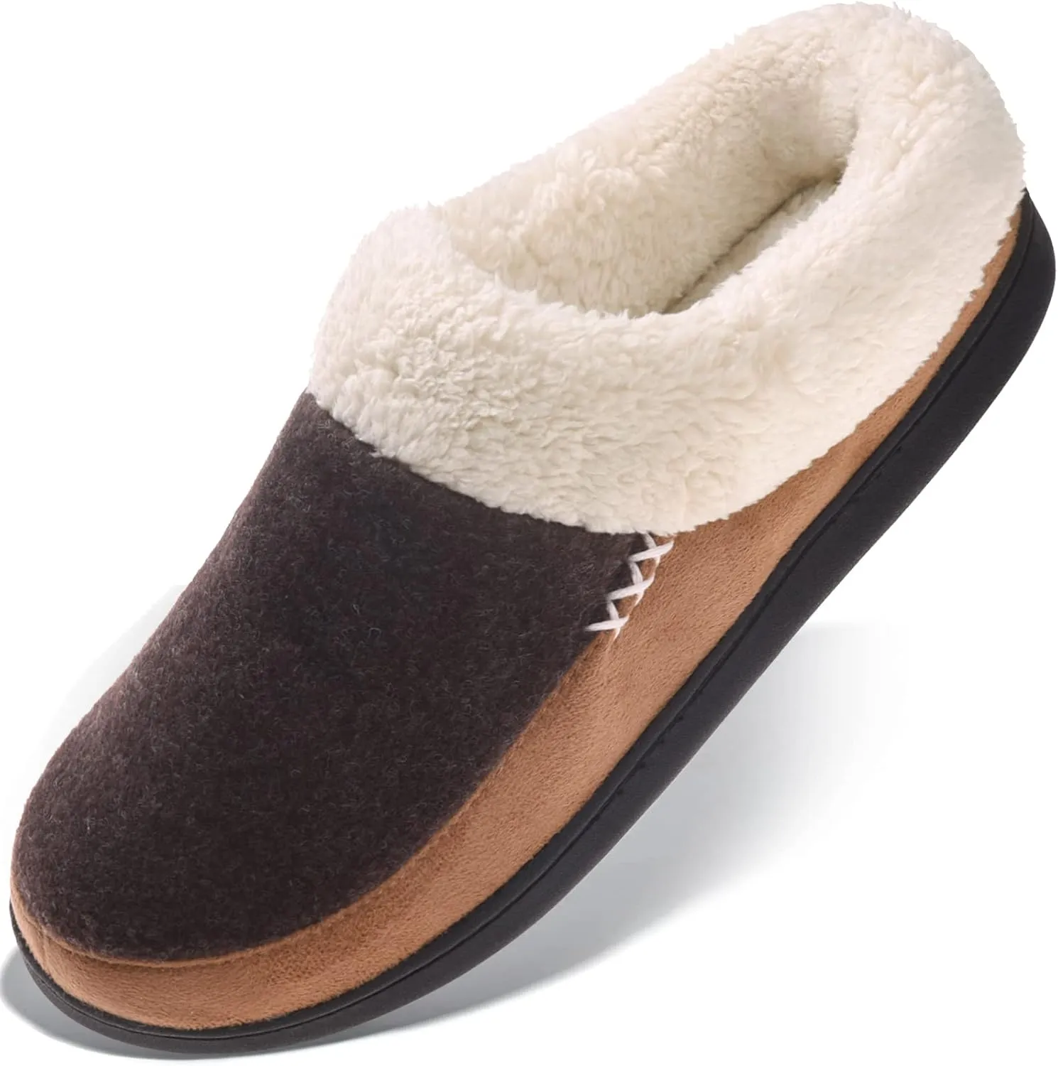 VONAMY Men's Slippers Fuzzy Warm House Shoes Memory Foam Slip On Clog Plush Wool Fleece Indoor Outdoor