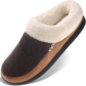VONAMY Men's Slippers Fuzzy Warm House Shoes Memory Foam Slip On Clog Plush Wool Fleece Indoor Outdoor