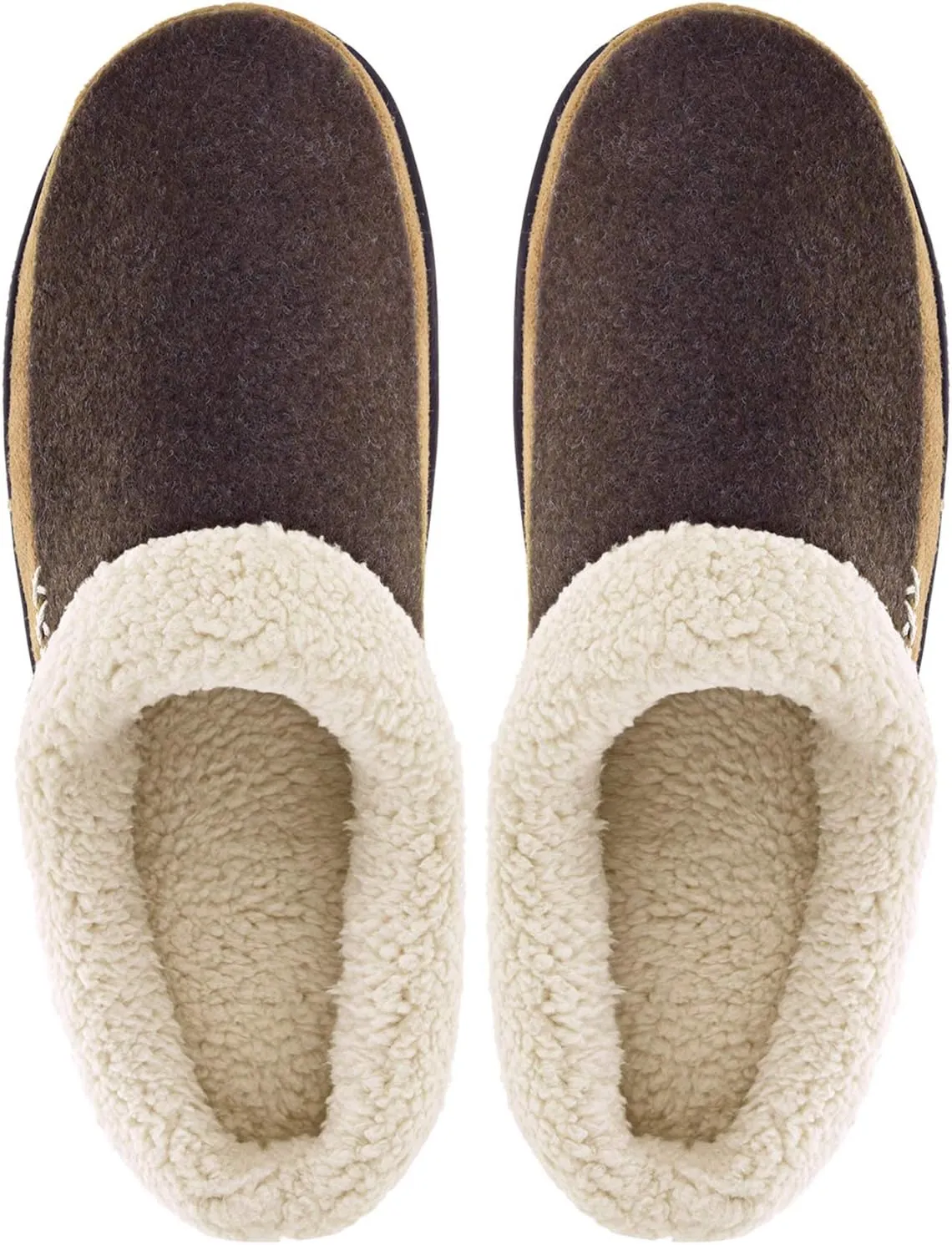 VONAMY Men's Slippers Fuzzy Warm House Shoes Memory Foam Slip On Clog Plush Wool Fleece Indoor Outdoor