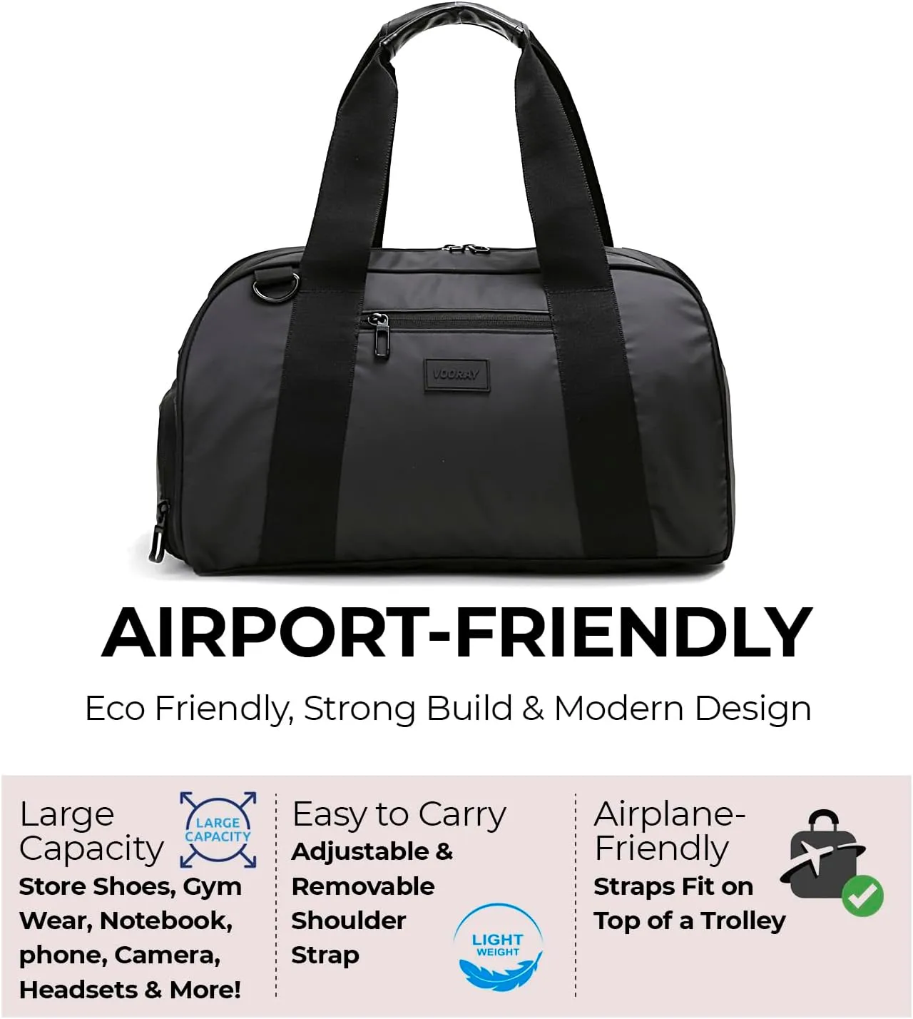 Vooray Burner Gym Duffel Bag, Gym Bag for Women and Men with Shoe Compartment, Weekender, Overnight & Travel Duffel for Sports and Workout